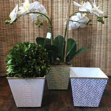 Load image into Gallery viewer, Cachepot Candle - Chinese Trellis - Serenity and Indigo Blue/White