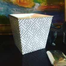 Load image into Gallery viewer, Cachepot Candle - Chinese Trellis - Serenity and Indigo Blue/White