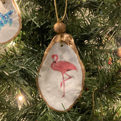 Flamingo Oyster Shell Ornament