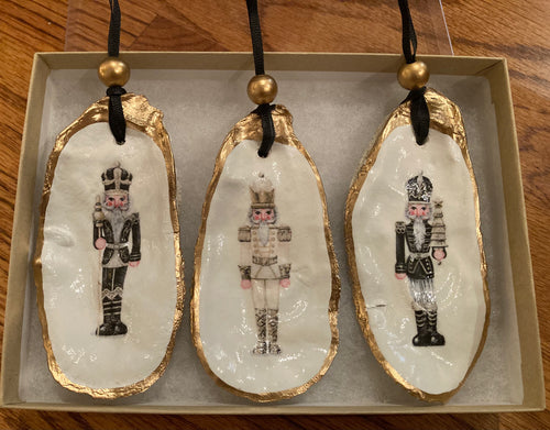 Oyster Shell Nutcracker Ornaments - Box Set of 3