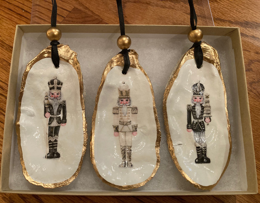 Oyster Shell Nutcracker Ornaments - Box Set of 3