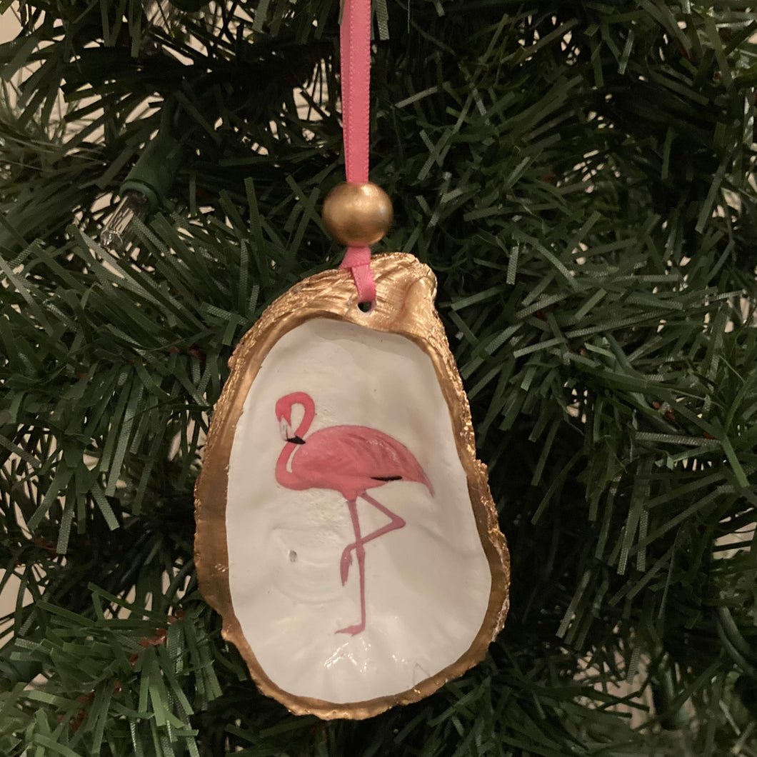 Flamingo Oyster Shell Ornament