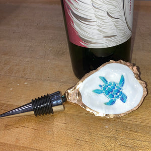 Oyster Shell Bottle Stopper - Sea Turtle