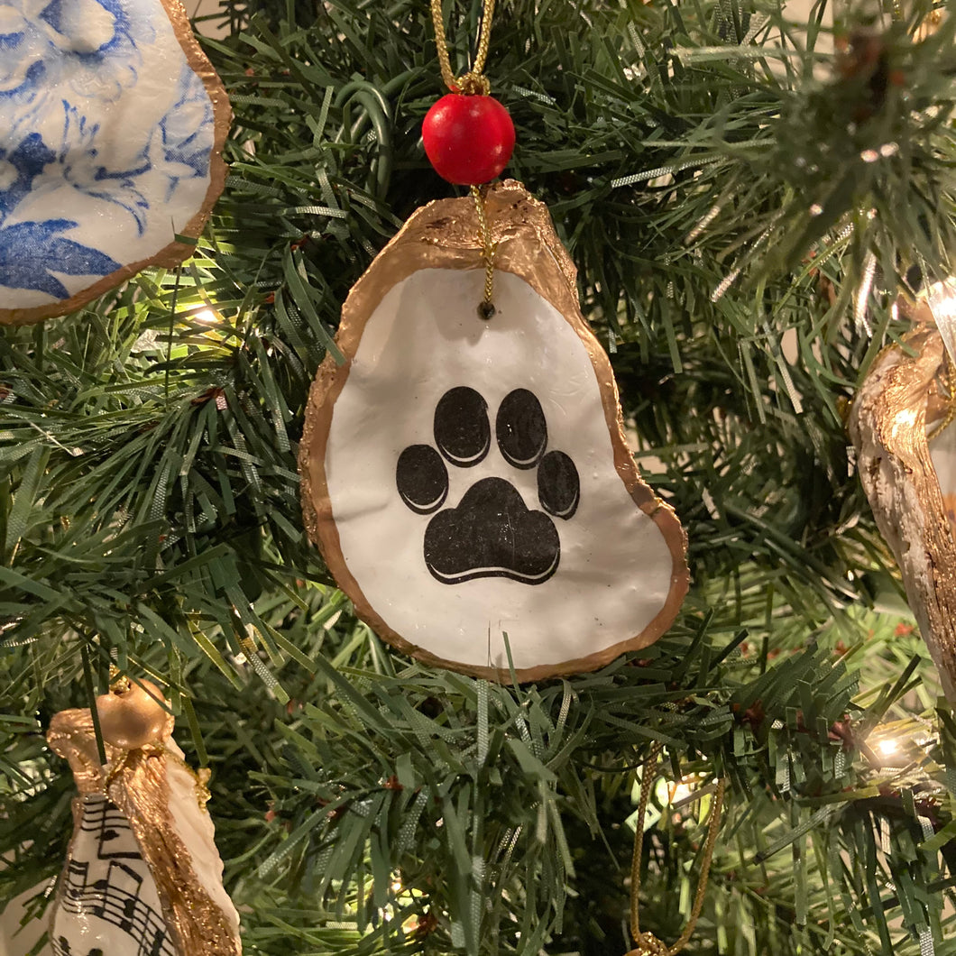 Paw Print Oyster Shell Ornament
