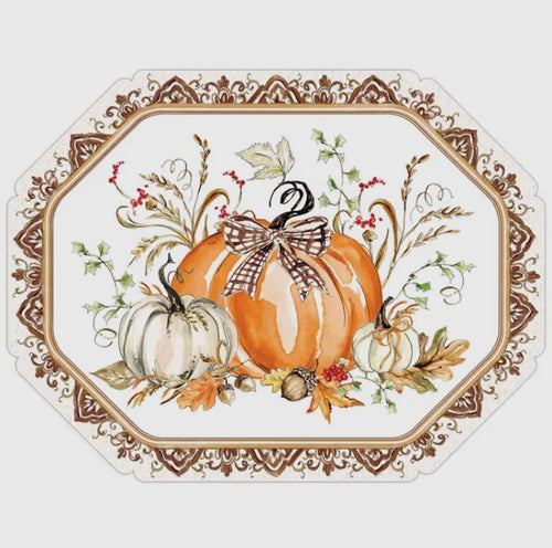 Pumpkin Foliage Brown Chinoiserie Die-Cut Paper Placemats (set of 20)