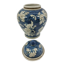 Load image into Gallery viewer, 12&quot; Blue and White Floral Chinoiserie Jar