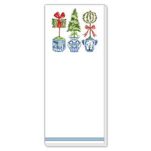 Hand-Painted Holiday Topiaries in Blue Chinoiserie Pots Skinny Pad