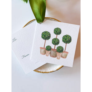 Watercolor Boxwood Topiary Grouping Gift Tags - Set of 12