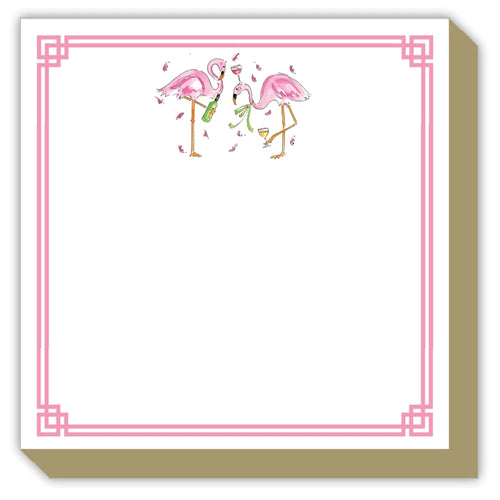 Handpainted Flamingos With Cocktails Luxe Pad