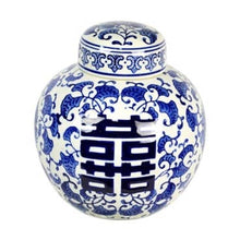 Load image into Gallery viewer, Blue &amp; White Double Happiness Ginger Jar - 7.8&quot;H