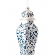 Load image into Gallery viewer, Blue and White Hexagon Floral Ginger Jar Ornament