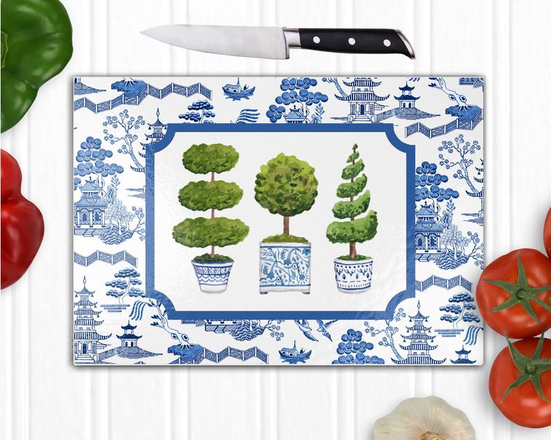 Chinoiserie Topiaries Cutting Board