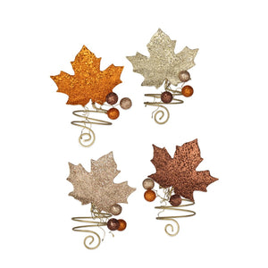 Elegant Leaf Napkin Rings - Set of 4