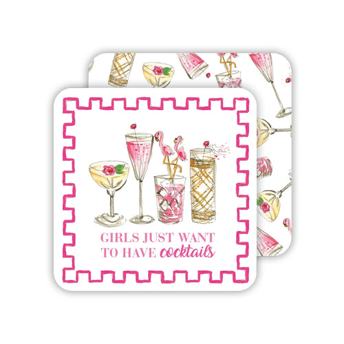 Girls Just Want To Have Cocktails Paper Coasters