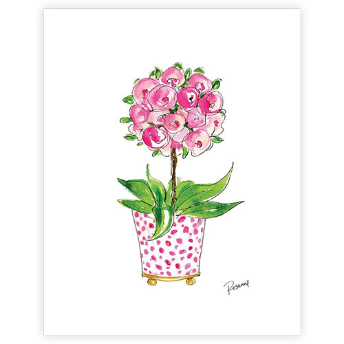 Hand-Painted Pink Roses in Cachepot Art Print 11x14