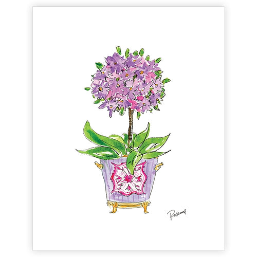 Hand-Painted Purple Hydrangea in Cachepot Art Print 11x14