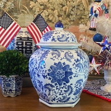 Load image into Gallery viewer, 11.8&quot; Blue &amp; White Chinoiserie Jar