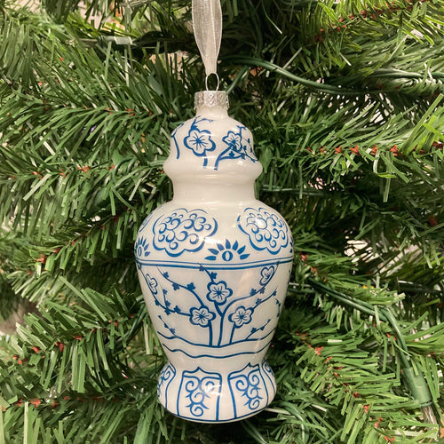 Blue and White Flower Ginger Jar Ornament