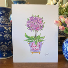 Load image into Gallery viewer, Hand-Painted Purple Hydrangea in Cachepot Art Print 11x14