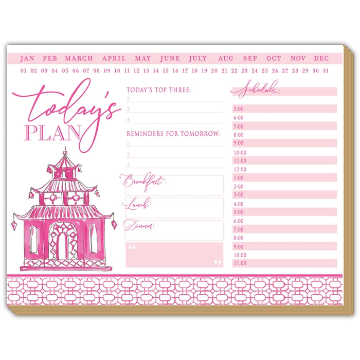 Today's Plan Handpainted Pink Pagoda Luxe Planner