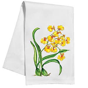 Orange Orchid Botanical Kitchen Towel
