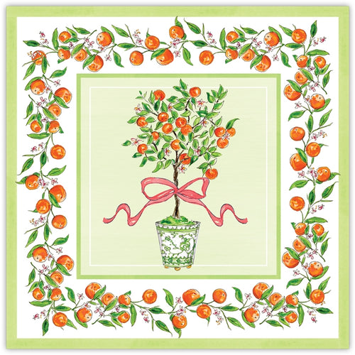 Orange Topiary in Chinoiserie Pot Square Paper Placemats (Set of 20)