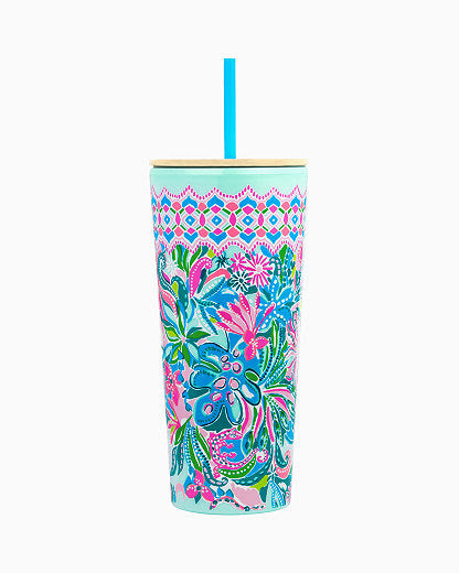 Lilly Pulitzer Tumbler w/ Straw - Turquoise Oasis Golden Hour