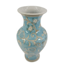 Load image into Gallery viewer, 14&quot; Light Blue &amp; White Chinoiserie Vase