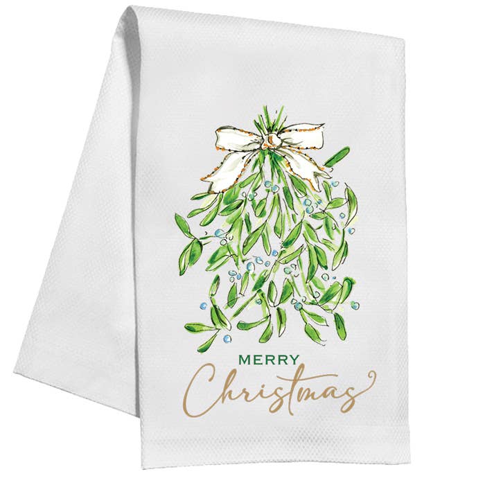 Merry Christmas Mistletoe Kitchen Towel