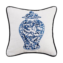 Load image into Gallery viewer, Chinoiserie Vase With Lid Embroidered Pillow